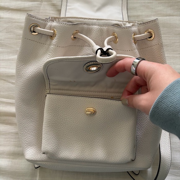 Coach White Pebbled Leather Backpack with Gold Hardware - Picture 7 of 11